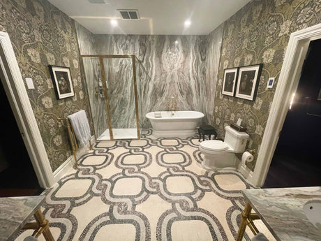 Elevate Your Bathroom Oasis: The Artistry of Personalizable Marble Mosaic Artwork