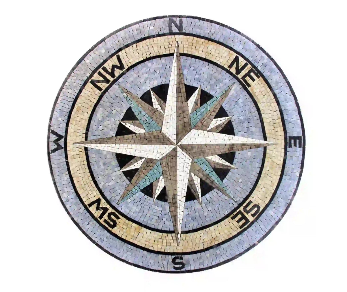 Customize Unique Nautical Compass Rose Design Marble Mosaic Medallion Flooring Tiles, Customization available for size and colors