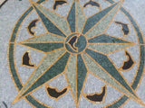 Personalize Your Marble Mosaic Nautical Compass Medallion Artwork Tiles, Dolphin Mosaic Medallion Tiles. Customization available for size and colors