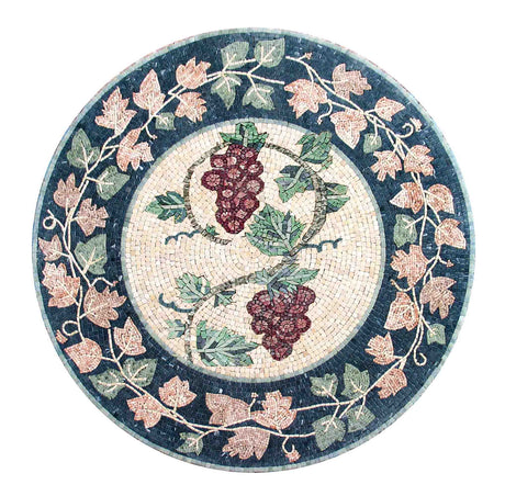 Grapes tree with surrounds grape leaves marble mosaic kitchen backsplash medallion tiles