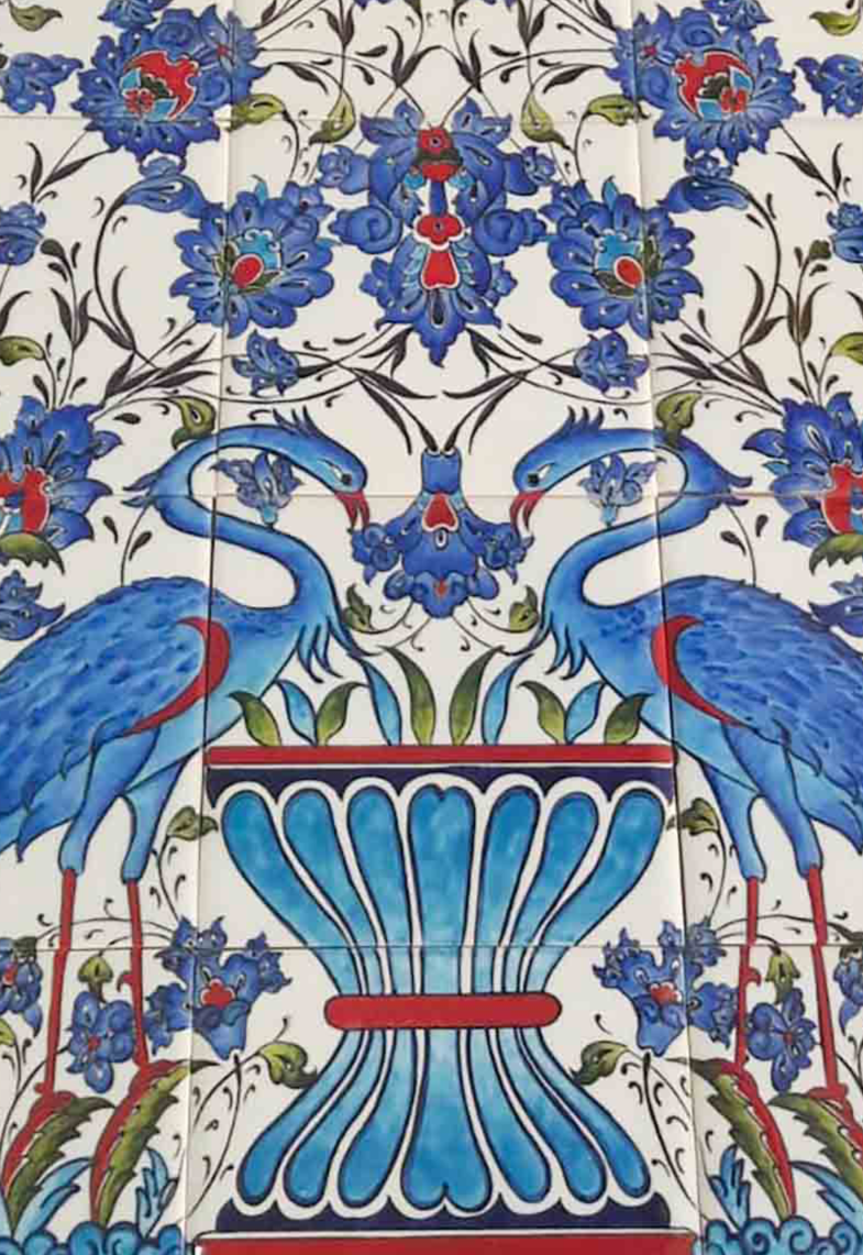 Handmade Quartz Iznik Ceramic Panel 2 details