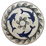 Customize Unique Nautical Dolphin Design Marble Mosaic Medallion Flooring Tiles, Customization available for size and colors