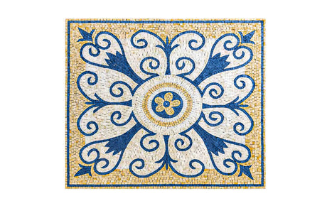 Navy Blue Scrolls Design Mosaic