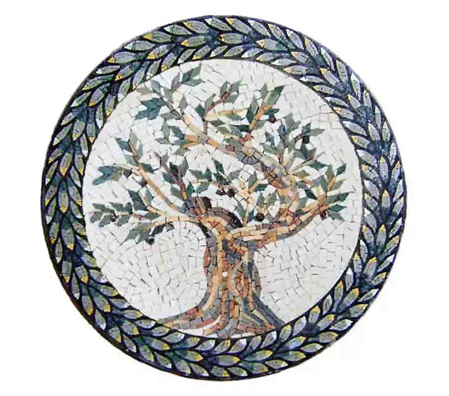 Olive Tree Marble Mosaic Medallions