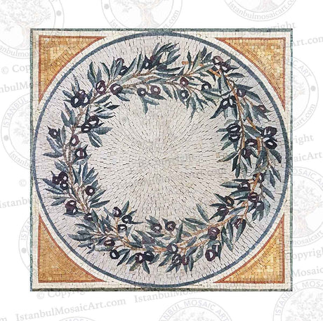 Olive Tree Branches Medallion Mosaic