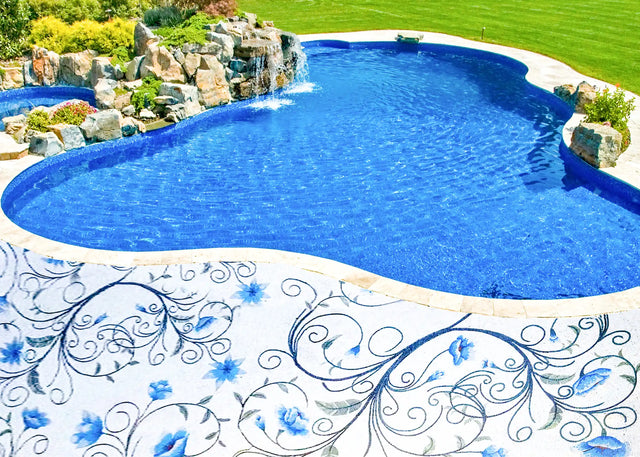 Personalized Marble Mosaic Pool Surround