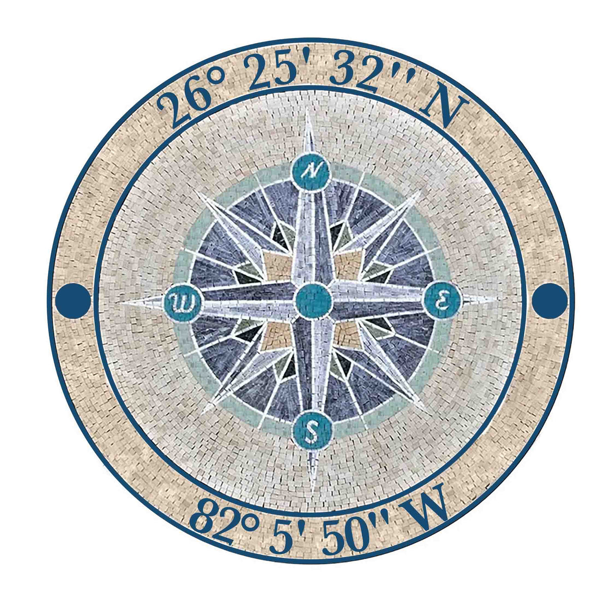 Customize Your Own Unique Design Marble Mosaic Medallion With Coordinates, Shipping Worldwide